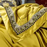 32 descript chic home 4610pcs place faux silk luxury large jacquard with embroidery golden bedding set duvet cover bedspread bed sheet set