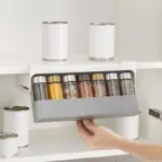 32Q9Kitchen Spice Organizer Wall mounted Seasoning Bottle Storage Rack Self Adhesive Under Shelf Organization Accessories Tools