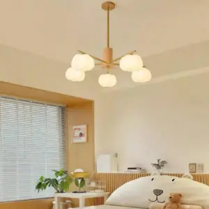 Homeko Style Wooden Cotton Balls Chandelier For Living Room