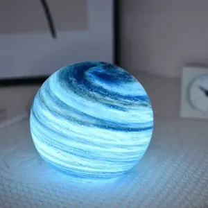 Moon Lamp - Lunara - Creative Night Lamp - Beech Base - Glass Lid