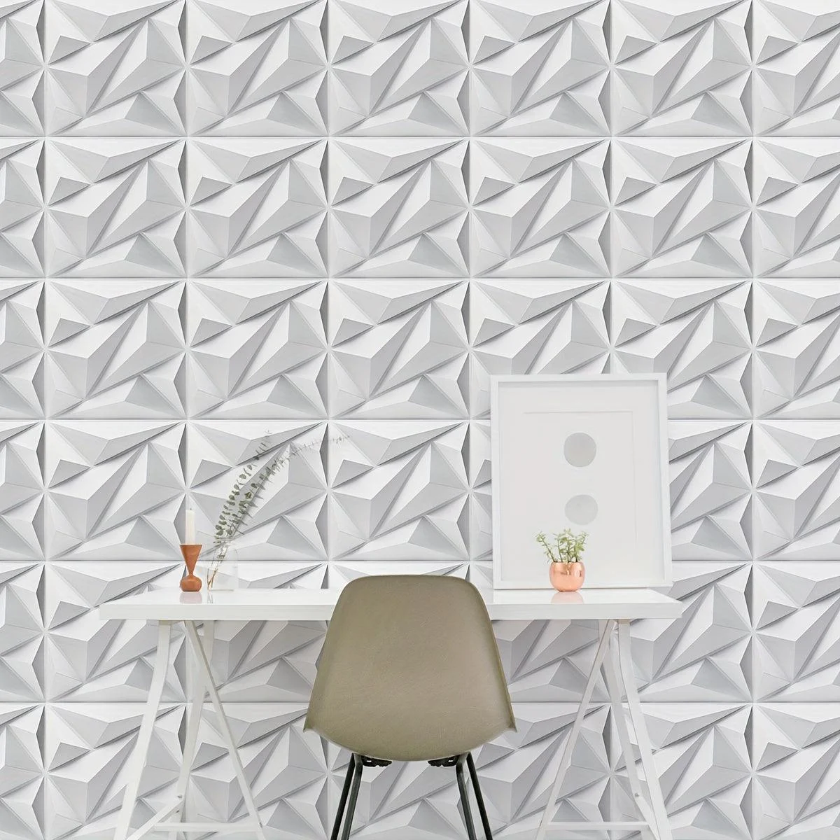 33pcs 3D Wall Tile Sticker, Easy To Stick And Peel Surface Wallpaper, PVC 3D Matt White Self-Adhesive Waterproof Wall Sticker -  - #tag1#
