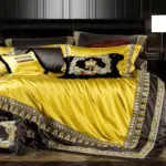 36 descript chic home 4610pcs place faux silk luxury large jacquard with embroidery golden bedding set duvet cover bedspread bed sheet set