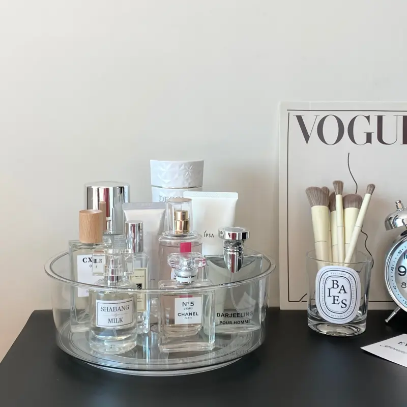 360 Degree Rotating Cosmetic Storage Box Acrylic Transparent Ins Desktop Finishing Perfume Tray Skin Care Product 0f6ed41f 28fe 4231 b1c9 778d387ef262