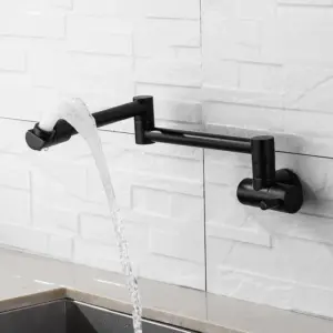360 Degree Rotating Black Wall Mounted Faucet