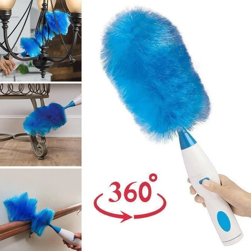 360° Rotatable Electric Spin Duster Motorized Dust Wand with 2 Brushes -  - #tag1#