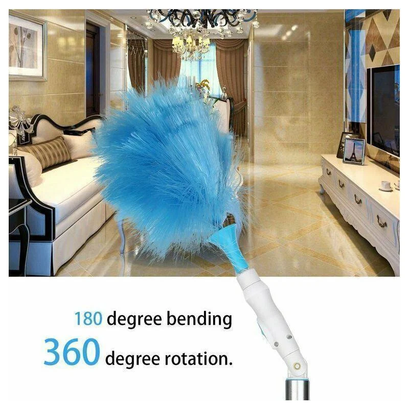 360° Rotatable Electric Spin Duster Motorized Dust Wand with 2 Brushes -  - #tag1#