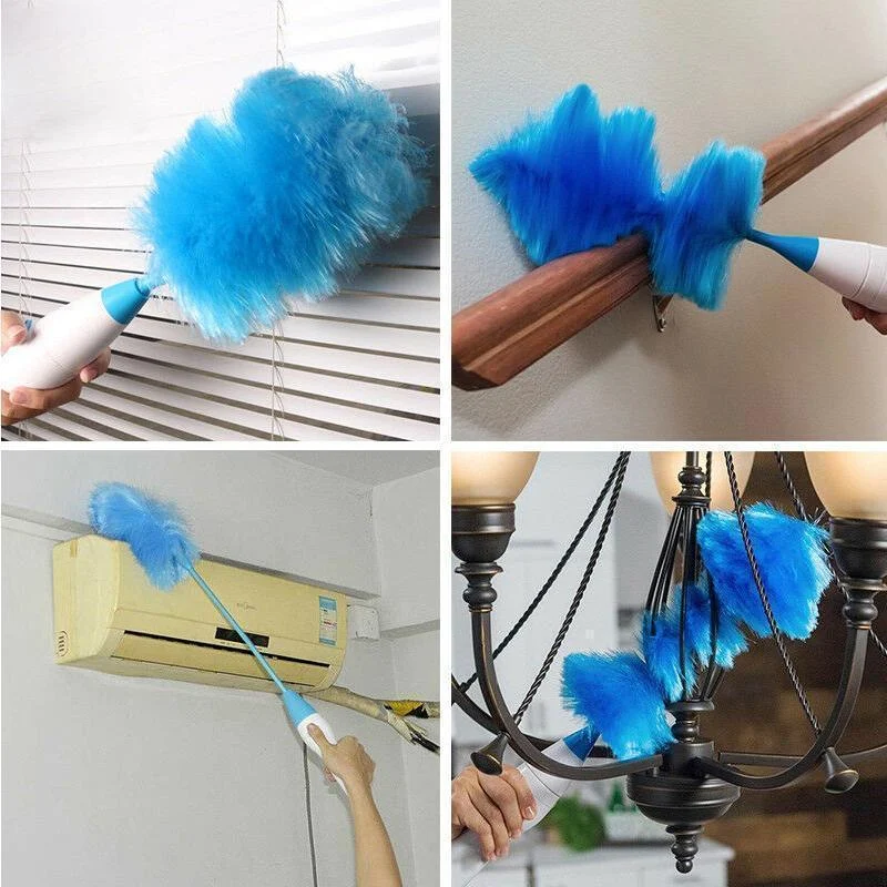 360° Rotatable Electric Spin Duster Motorized Dust Wand with 2 Brushes -  - #tag1#