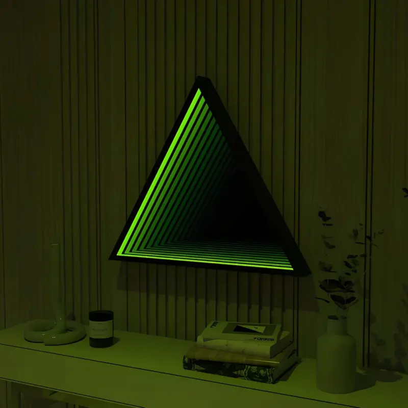 3D Triangle Infinity Spiegel Licht Wandleuchte LED RGB Musiksteuerung xlumina9