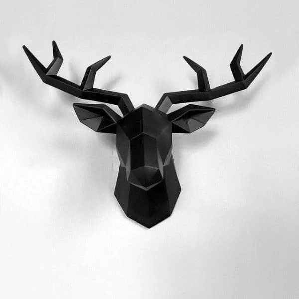 3D Abstract Small Deer Head Sculpture -