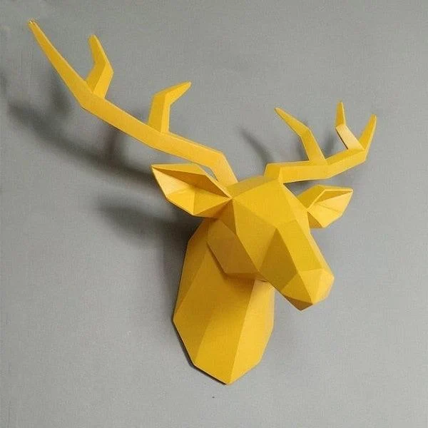 3D Abstract Small Deer Head Sculpture -