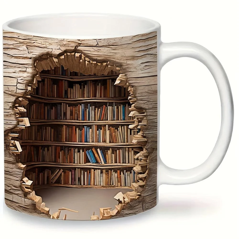 3D Bookshelf Mug - Creative Space Design Ceramic Mug for Readers -  - #tag1#