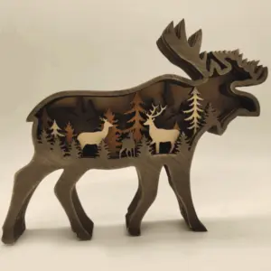 3D Creative Wooden Animal Carving Handcraft Gift