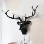 3D Deer Head Bird Statue Nature Inspired Wall Decor