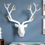 3D Deer Head Bird Statue Nature Inspired Wall Decor