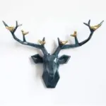 3D Deer Head Bird Statue Nature Inspired Wall Decor