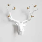 3D Deer Head Bird Statue Nature Inspired Wall Decor