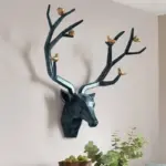 3D Deer Head Bird Statue Nature Inspired Wall Decor