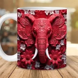 3D Elephant Flowers Mug