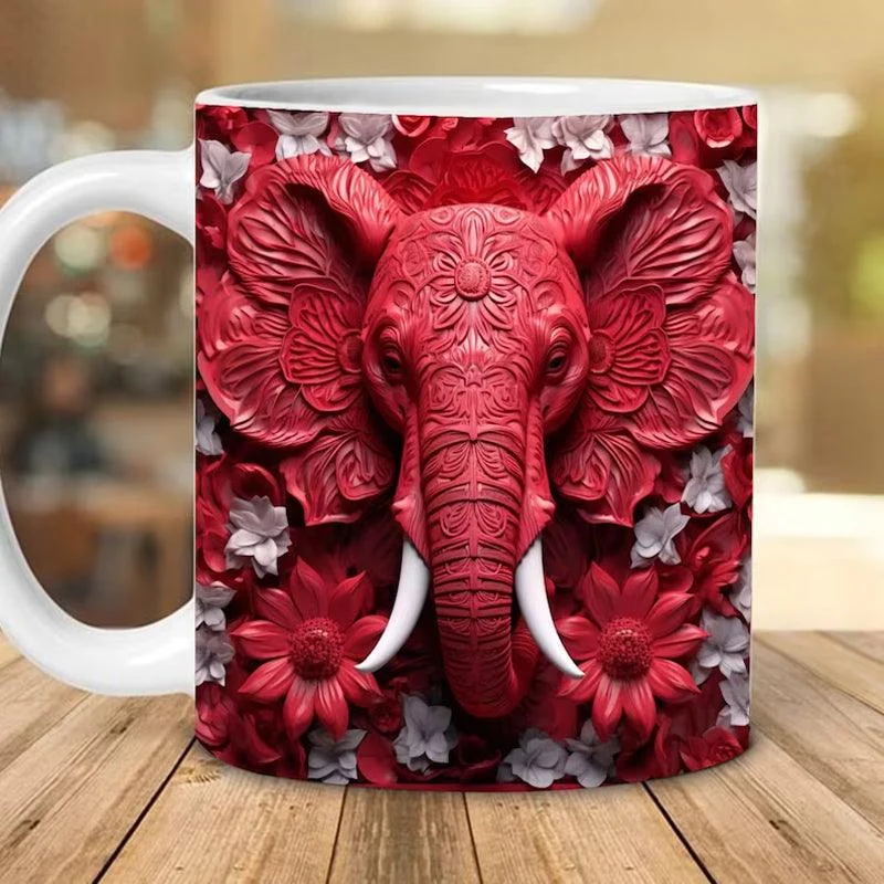 3D Elephant Flowers Mug -  - #tag1#