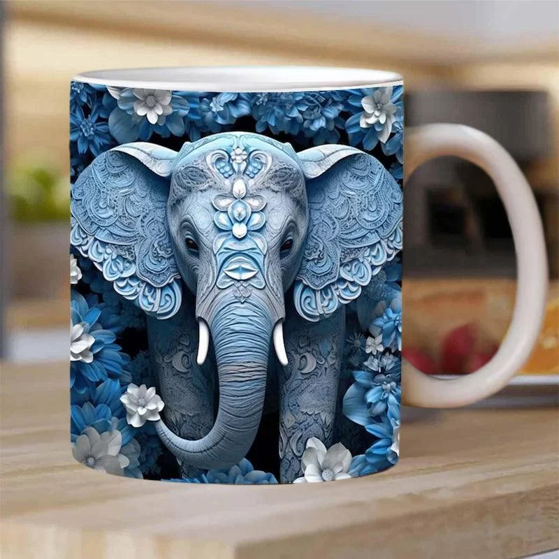 3D Elephant Flowers Mug -  - #tag1#