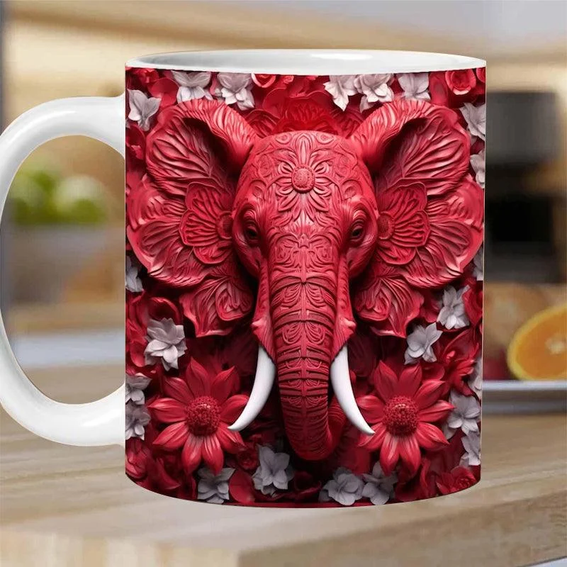3D Elephant Flowers Mug -  - #tag1#