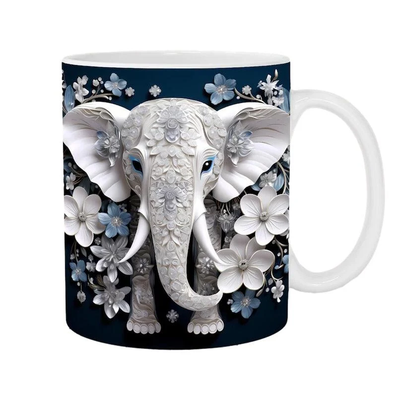 3D Elephant Flowers Mug -  - #tag1#