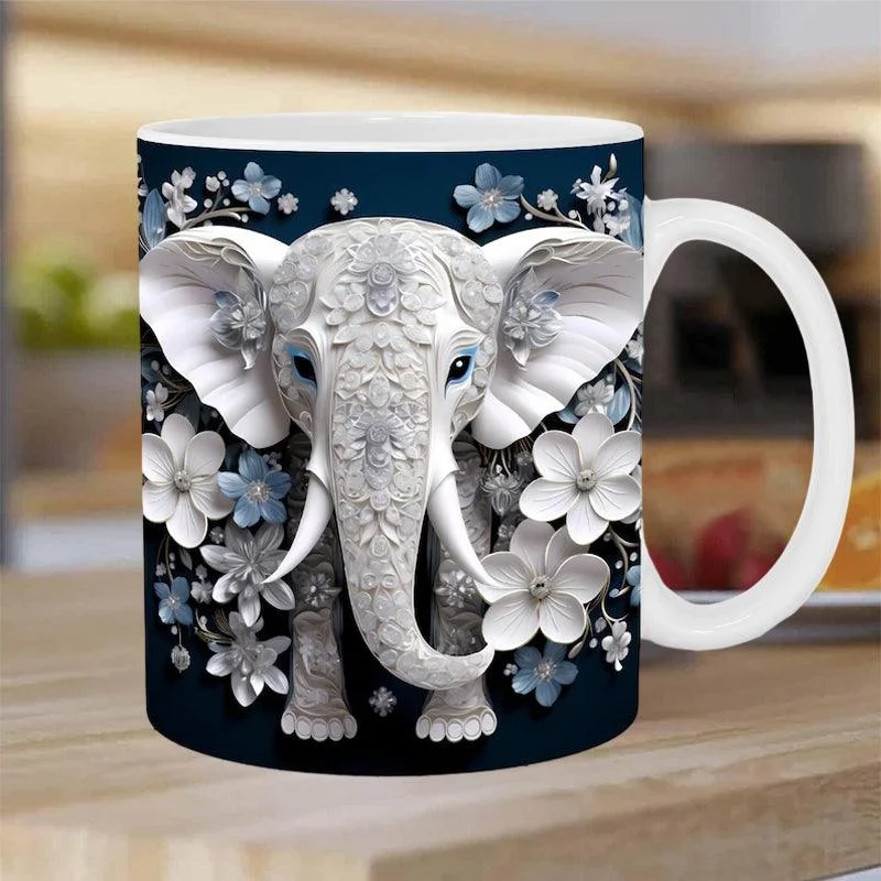 3D Elephant Flowers Mug -  - #tag1#