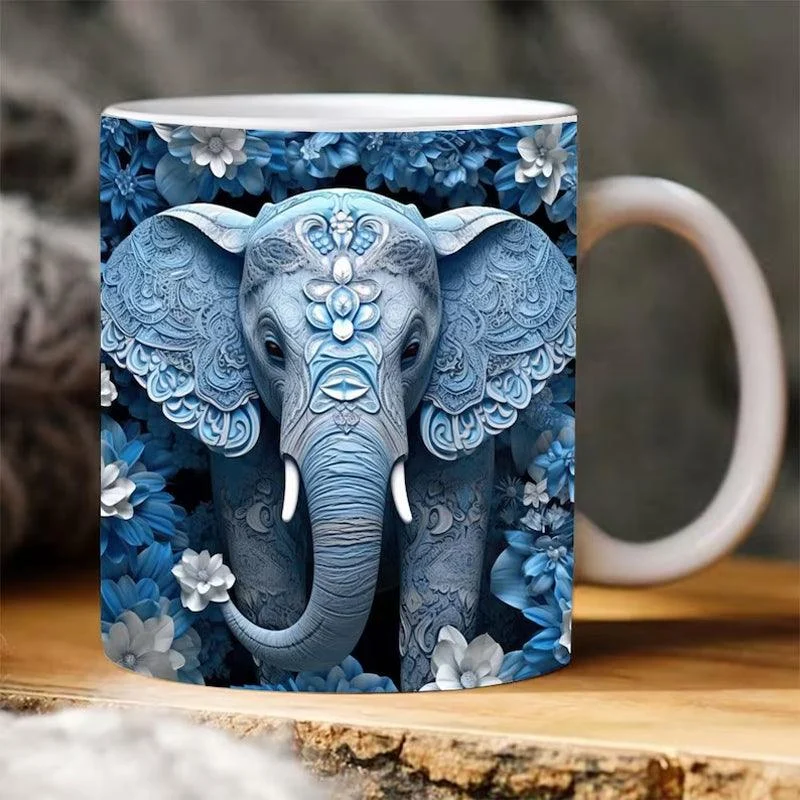 3D Elephant Flowers Mug -  - #tag1#