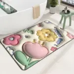3D Flower Soft Absorbent Floor Mat for Bathhroom tag1