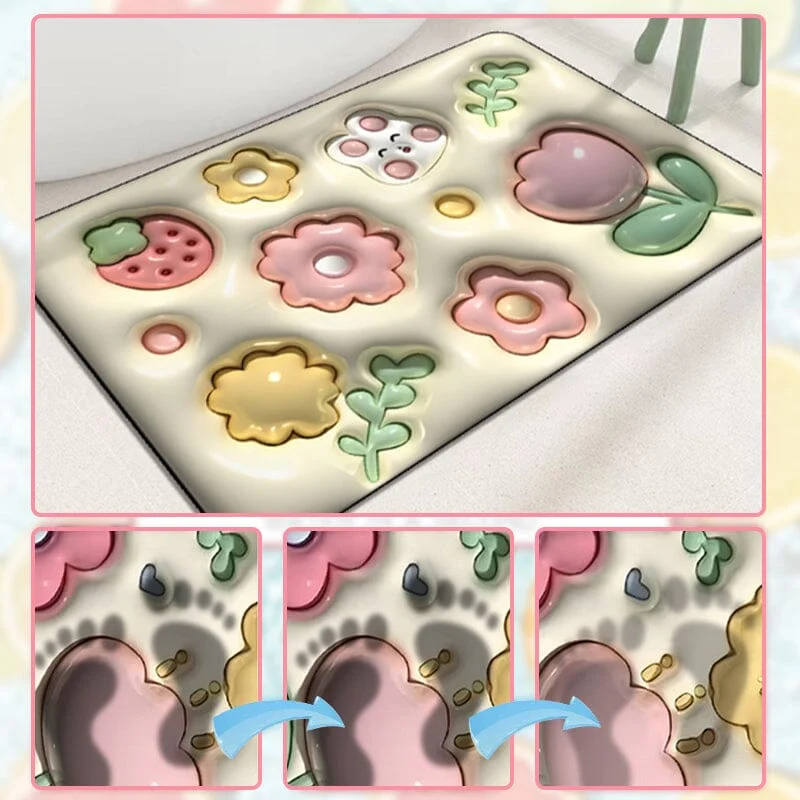3D Flower Soft Absorbent Floor Mat for Bathhroom -  - #tag1#