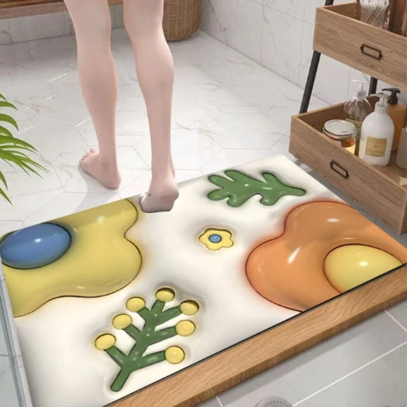 3D Flower Soft Absorbent Floor Mat for Bathhroom -  - #tag1#