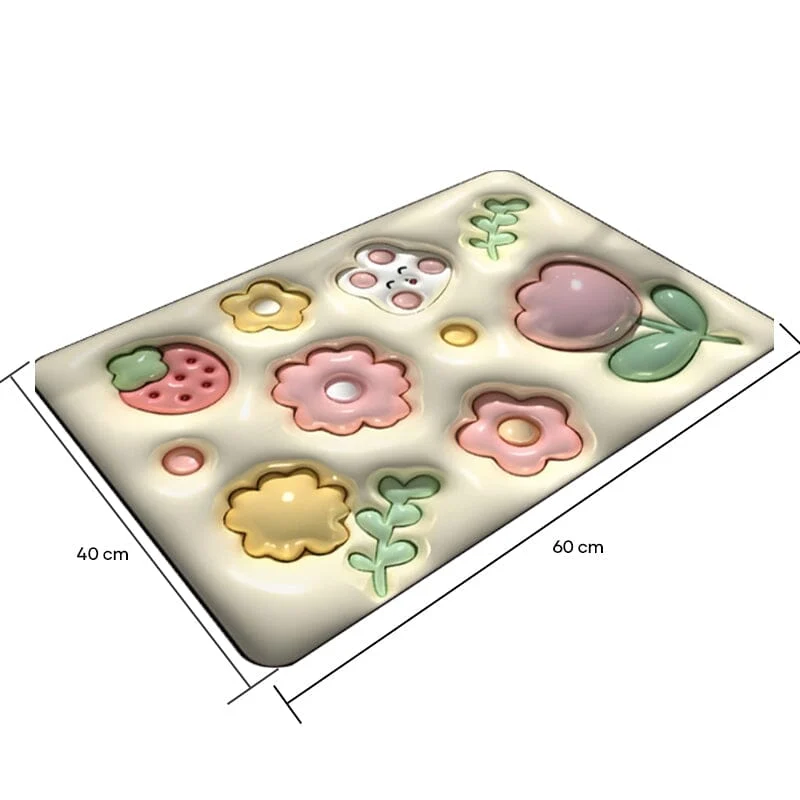 3D Flower Soft Absorbent Floor Mat for Bathhroom -  - #tag1#