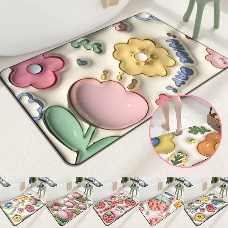 3D Flower Soft Absorbent Floor Mat for Bathhroom -  - #tag1#