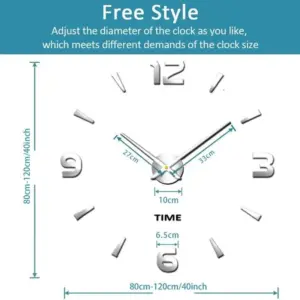 3D Frameless Large Wall Clock