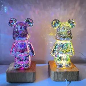 3D Glass Firework Bear Decor Light