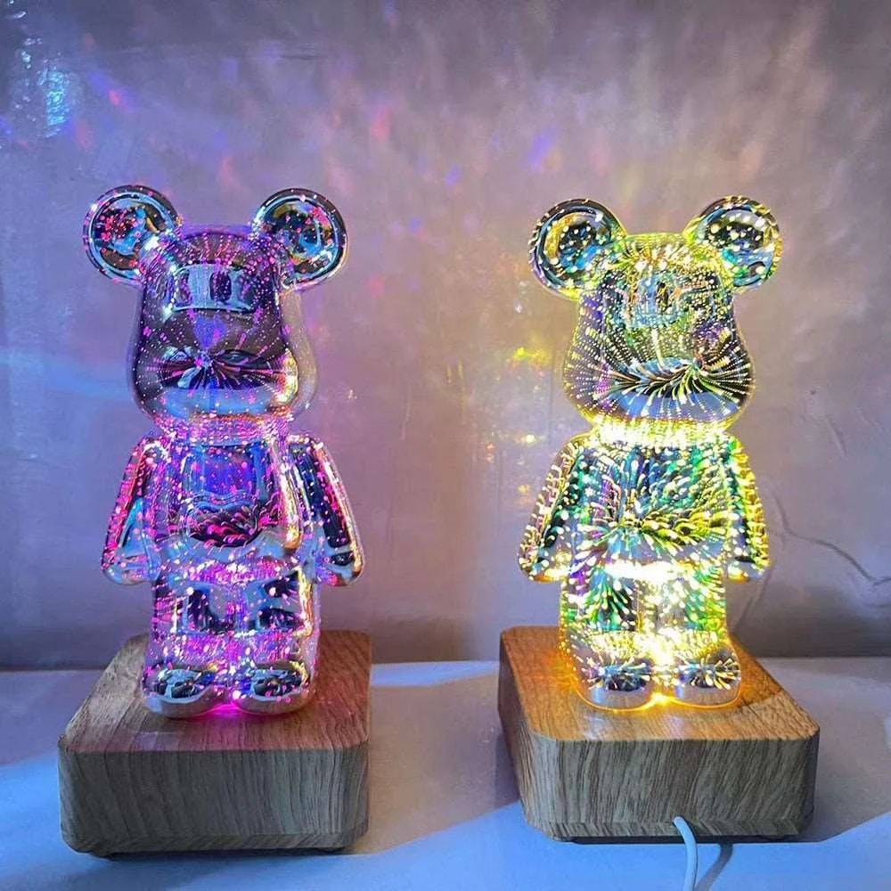 3D Glass Firework Bear Decor Light -