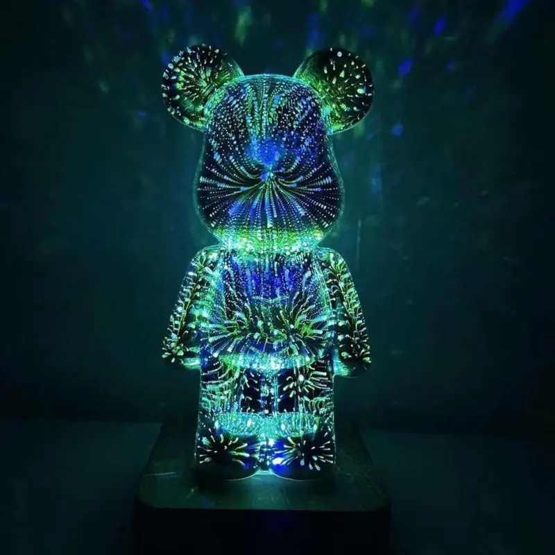 3D Glass Firework Bear Decor Light