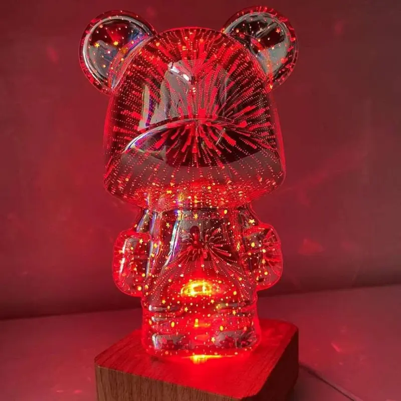 3D Glass Firework Bear Decor Light