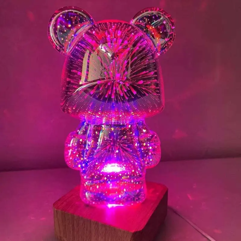 3D Glass Firework Bear Decor Light