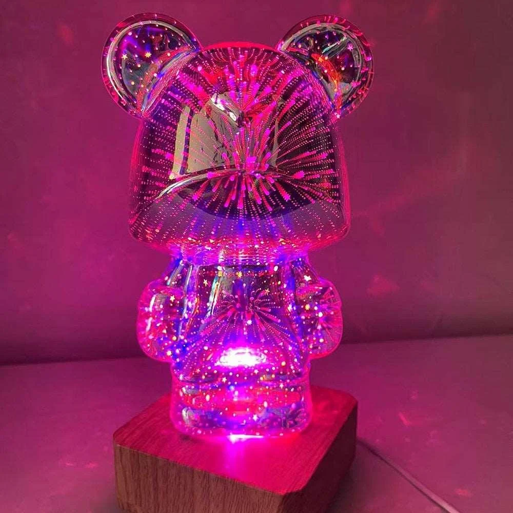 3D Glass Firework Bear Decor Light -