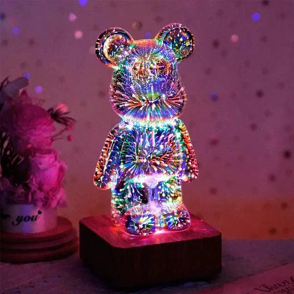 3D Glass Firework Bear Decor Light -