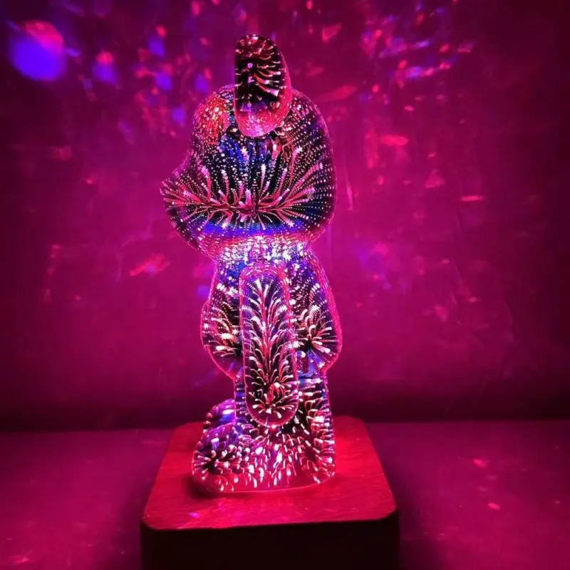 3D Glass Firework Bear Decor Light