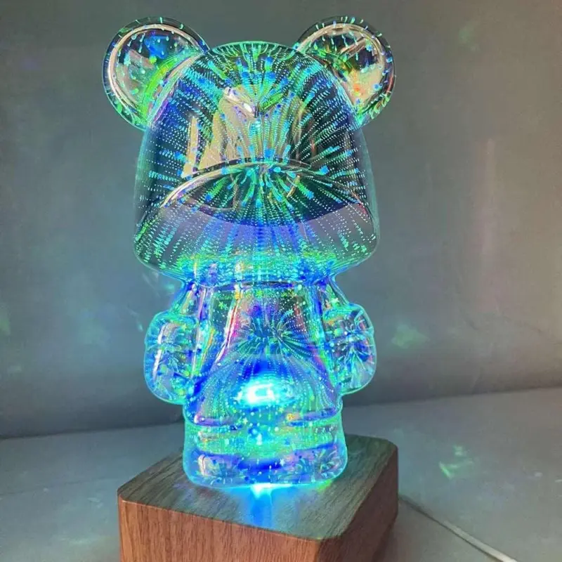 3D Glass Firework Bear Decor Light