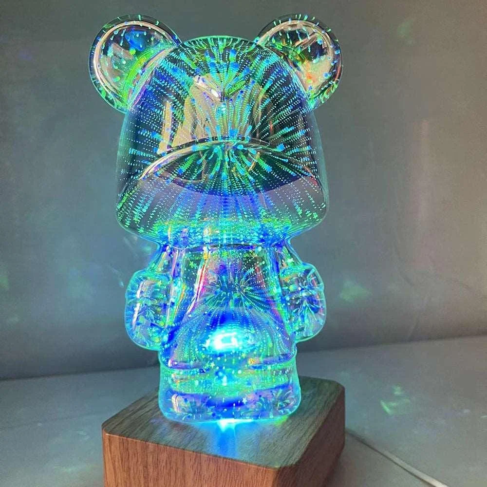 3D Glass Firework Bear Decor Light -