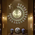 3D Gold Diamond Peacock Wall Clock tag1