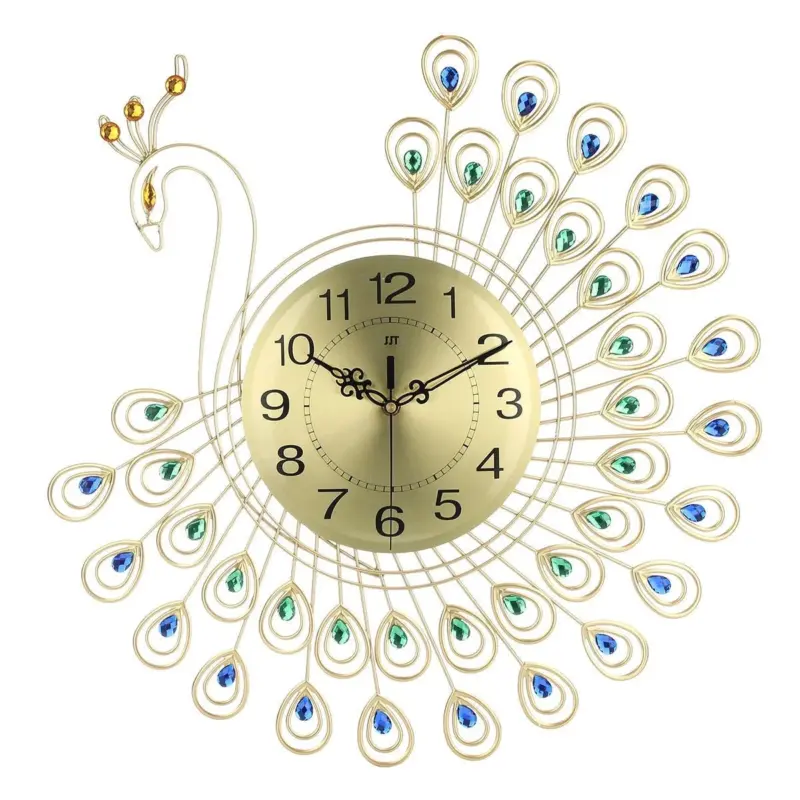 3D Gold Diamond Peacock Wall Clock tag1