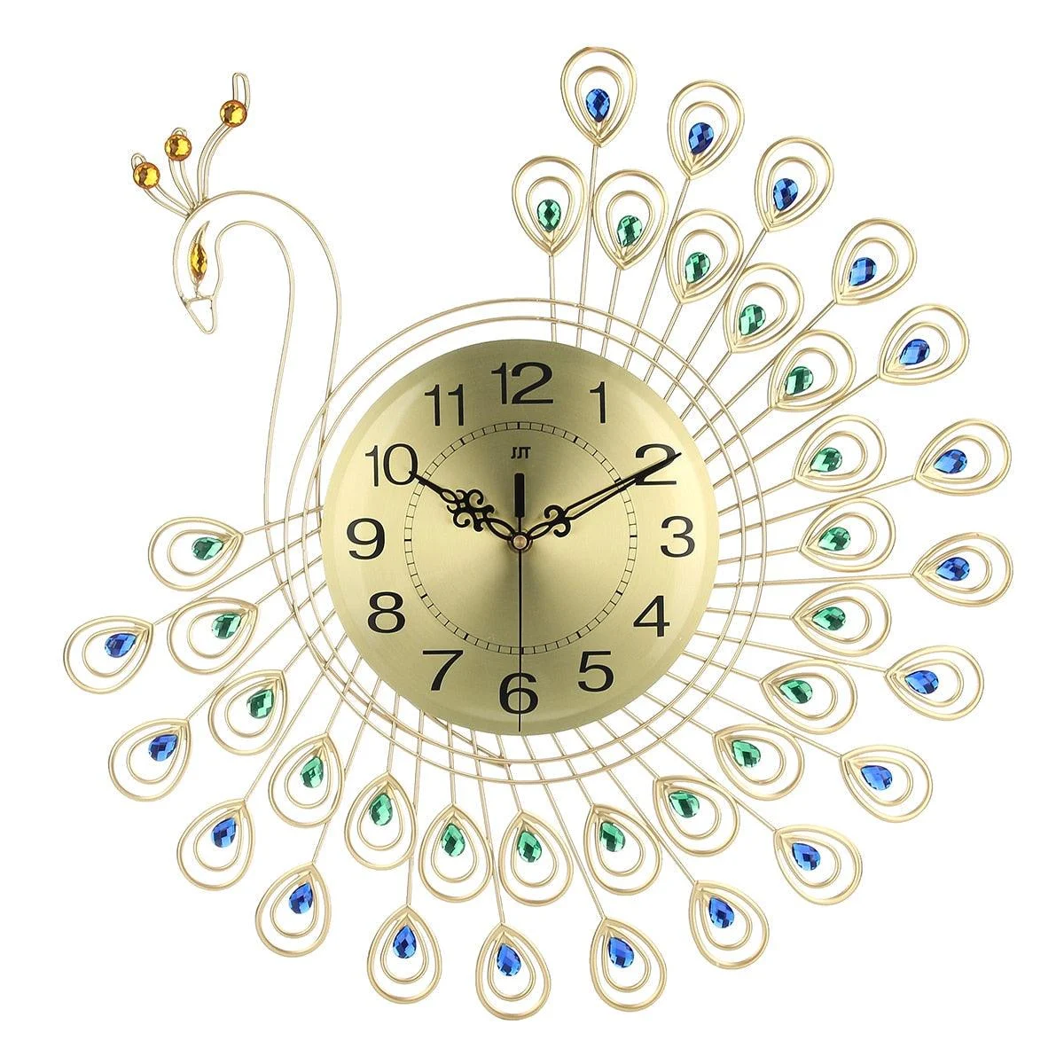 3D Gold Diamond Peacock Wall Clock -  - #tag1#