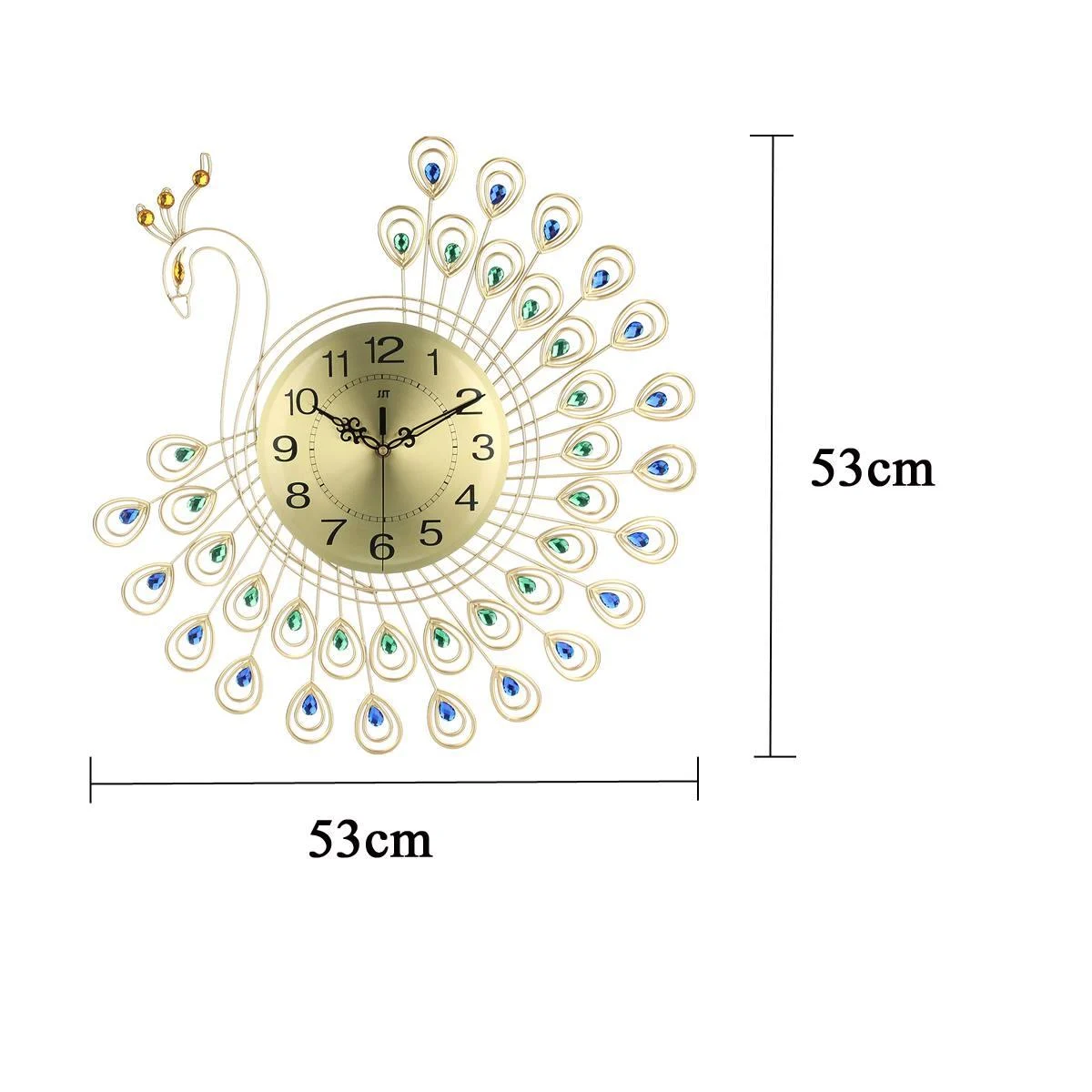 3D Gold Diamond Peacock Wall Clock -  - #tag1#