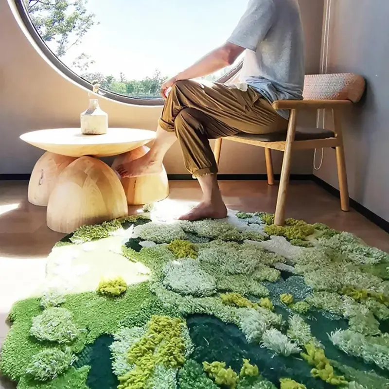 3D Green Moss Large Hand Crafted Rug