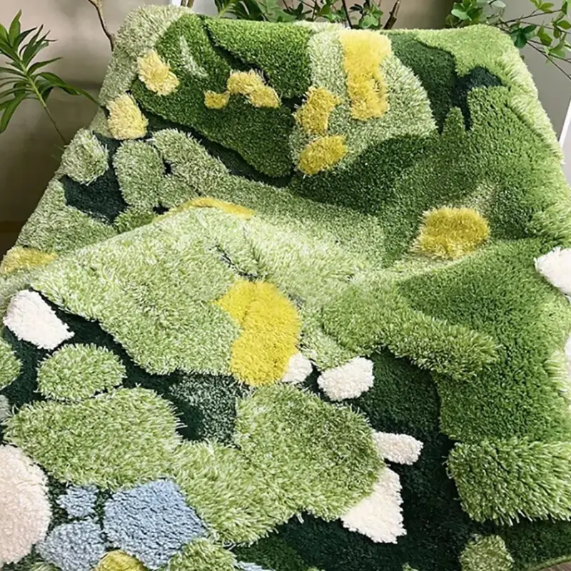 3D Green Moss Large Hand Crafted Rug